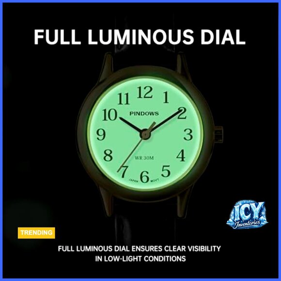 Gold-Tone Case with Black Leather Strap Quartz Analog Dress Watch main image 4